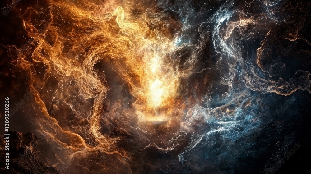 Poster mystical figure in cosmic energy celestial realm digital art abstract dramatic perspective power and