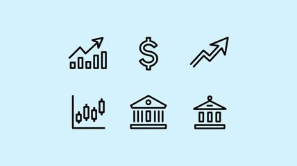 Fototapeta premium Finance Vector Icon Set for Business Growth, Investment Charts, Banking Symbols, and Currency Graphics - Perfect for Financial Websites and Presentations