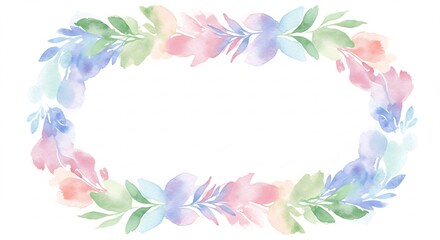 Fototapeta premium Pastel Watercolor Floral Wreath Frame. AI Generated