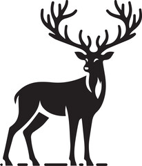 Obraz premium black deer silhouette vector, deer vector illustration, deer logo vector, deer vector icon, deer silhouette vector isolated on white background