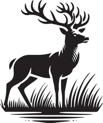 black deer silhouette vector, deer vector illustration, deer logo vector, deer vector icon, deer silhouette vector isolated on white background