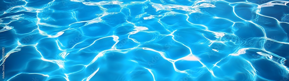 Poster Tranquil Rippling Turquoise Pool with Serene Underwater Lighting Effect  Calm and Beautiful Swimming Pool Surface with Mesmerizing Water Reflections and Patterns