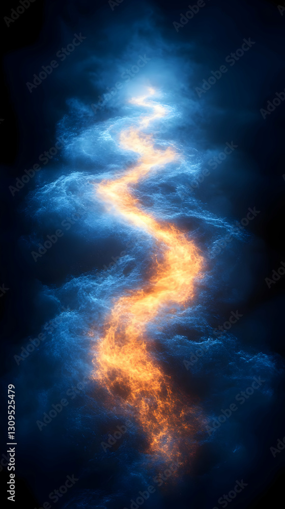 Poster abstract glowing path through clouds