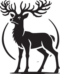 Obraz premium black deer silhouette vector, deer vector illustration, deer logo vector, deer vector icon, deer silhouette vector isolated on white background