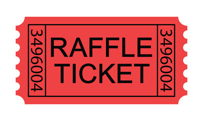 Red raffle ticket icon. Vector image isolated on white background.