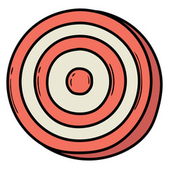 Hand drawn cartoon target on a white background.