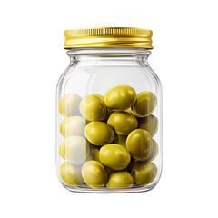 
jar with green olives isolated on transparent background