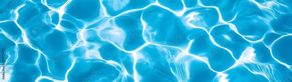 Poster tranquil rippling water surface with shimmering reflections in a swimming pool clear blue water with