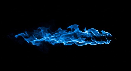 Electric Blue Flames Dance in Darkness. AI Generated