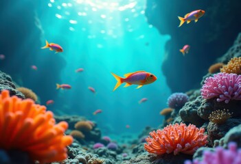 Fototapeta premium exploring vibrant marine life thriving protected underwater environments colorful corals diverse fish species, aquatic, aquarium, biodiversity, bouyancy, colors, deeps
