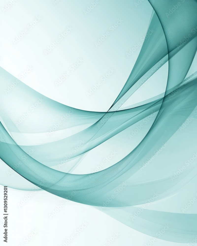 Aufkleber abstract turquoise waves on a light background create a sense of motion and fluidity
