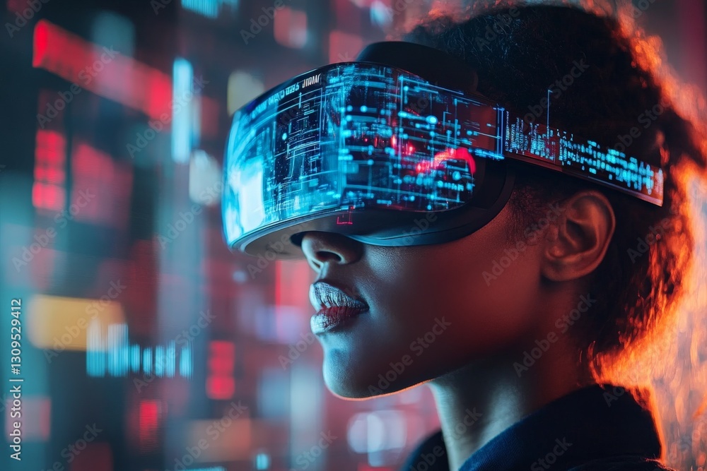 Aufkleber Exploring virtual reality experiences with advanced technology in a futuristic environment
