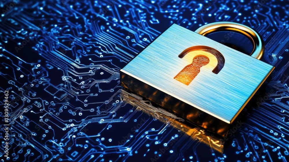 Poster cybersecurity concept ensuring safe team communication in a digital workspace.
