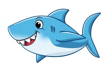 Obraz premium Smiling Cartoon Shark Illustration with Friendly Expression for Children's Designs