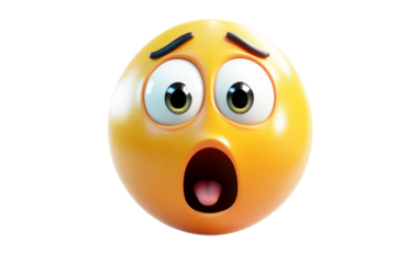 A high-quality 3D emoji showcasing wide eyes and an open mouth representing extreme amazement Isolated on transparent background PNG