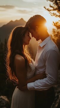 Mountaintop Embrace at Sunset