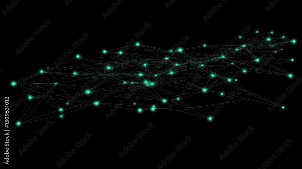 Poster digital communication concept with abstract glowing network connections.