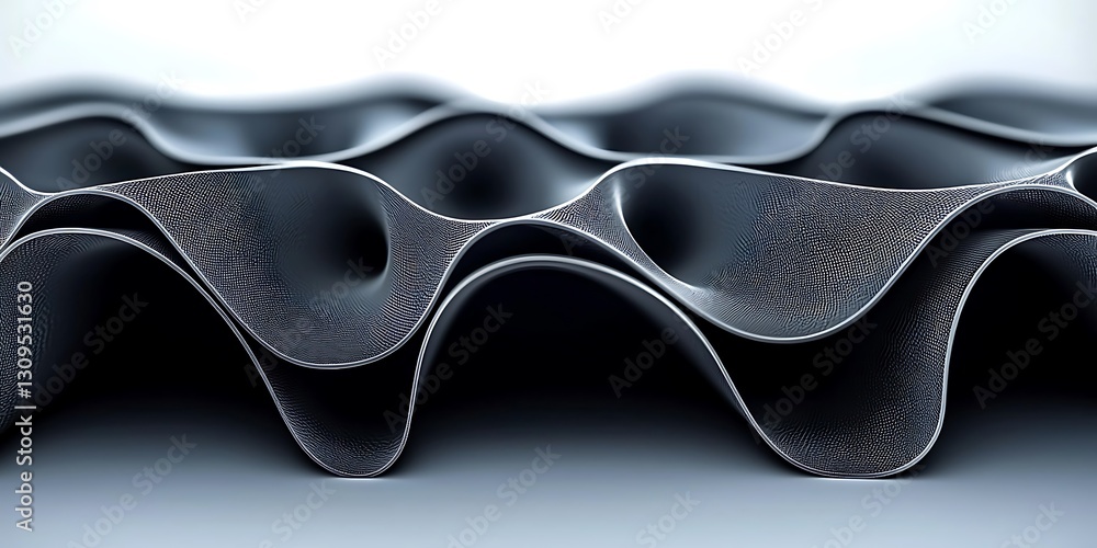 Poster close-up of undulating metallic surface showcasing intricate wave patterns and textures