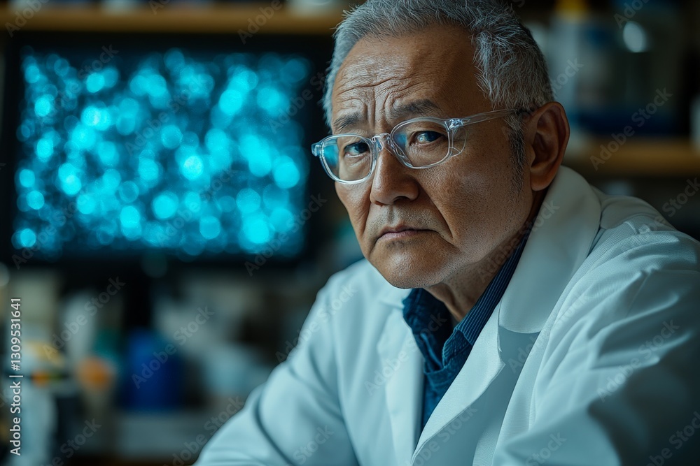 Leinwandbilder experienced scientist observes research results in a laboratory setting during evening hours