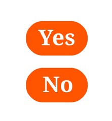 Yes and No Decision Buttons in Bold Orange – Simple UI Choice Concept for Approval and Rejection. Isolated on white