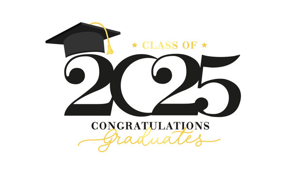 Class of 2025 vector illustration. Festive celebration design for graduation events and announcements. Congratulations graduates design template for social media posts to honor graduates.