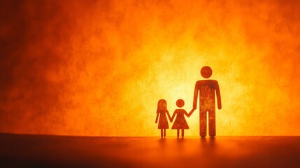 Abstract family bond in warm tones, soft light, gradient backdrop
