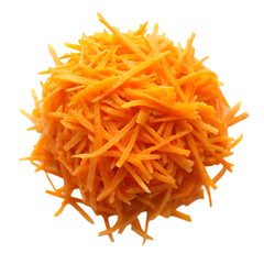 Fototapeta premium Pile of grated carrot isolated on transparent background