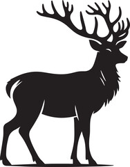Fototapeta premium black deer silhouette vector, deer vector illustration, deer logo vector, deer vector icon, deer silhouette vector isolated on white background