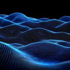 Blue Digital Wavefield Abstract Background