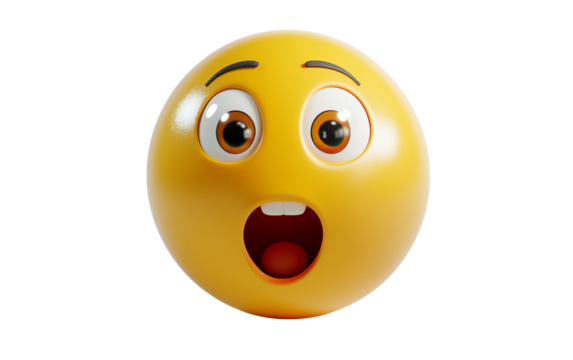 A visually appealing 3D emoji representing a face overwhelmed by surprise and wonder Isolated on transparent background PNG
