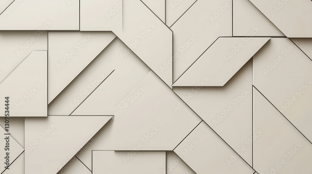 Poster abstract geometric background with off white, angular shapes and subtle shadows. clean lines and a m