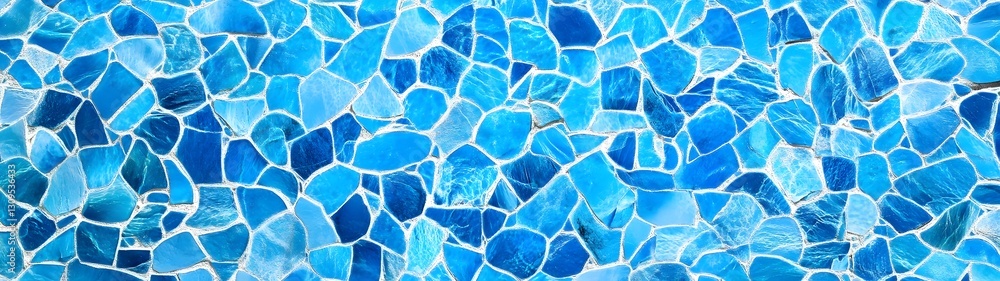 Aufkleber vibrant blue mosaic tile texture with elegant geometric pattern for luxury spa and bathroom design d