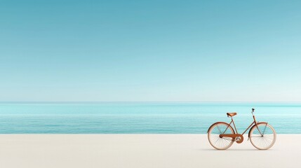 Fototapeta premium Cyclist's dream ride bicycle journey along serene seaside coastal escape travel adventure tranquil view