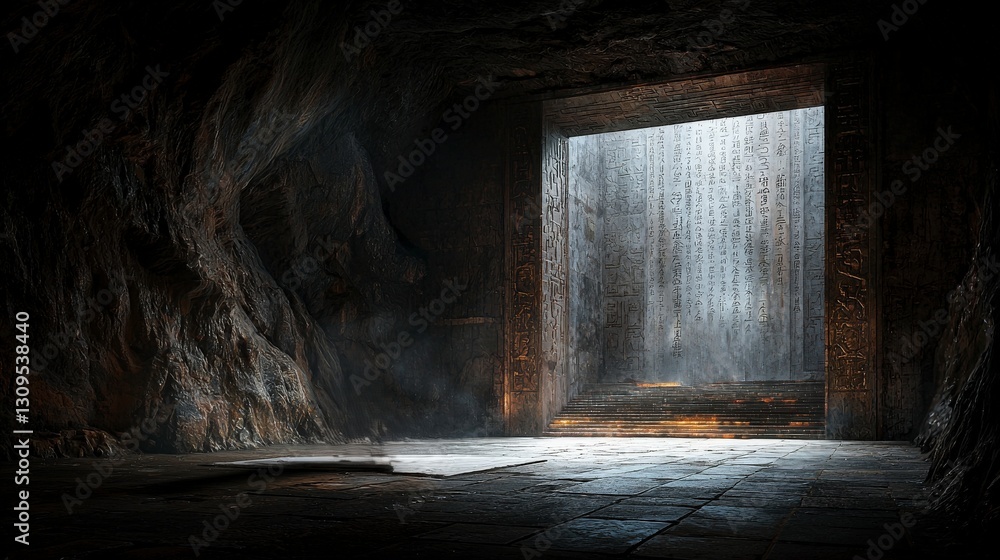 Poster exploring an ancient forgotten temple nestled in the mountains a mystical journey through time
