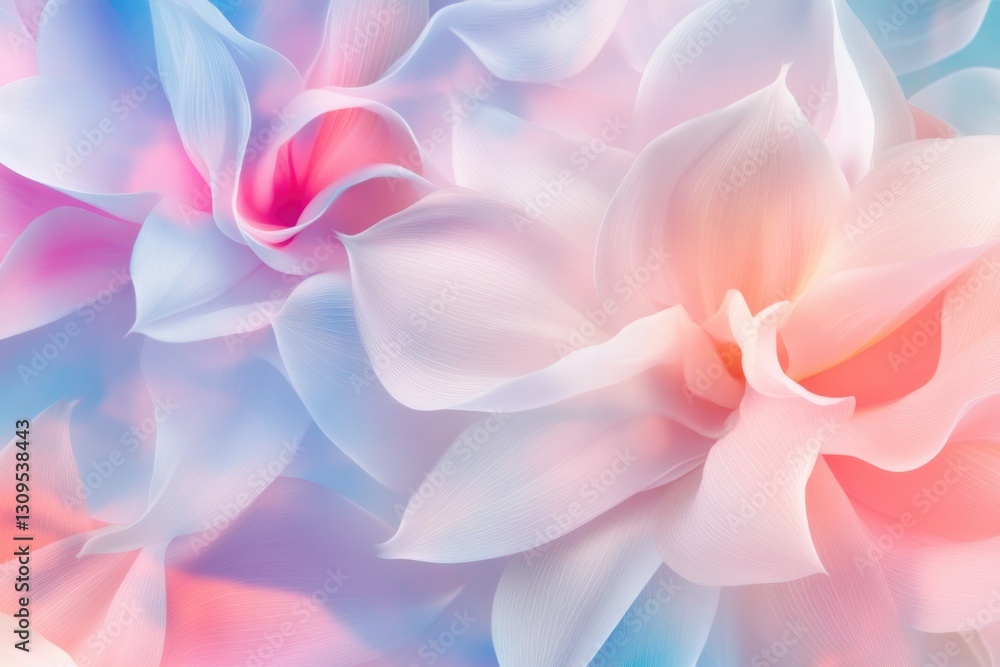 Poster close-up of abstract floral patterns emphasizing vibrant colors and intricate designs with abundant 