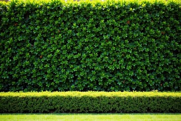 Dense boxwood hedge, vibrant green, formal garden backdrop, screen, rich, rich texture
