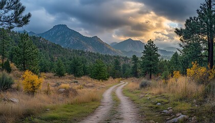Mountain Path at Sunset