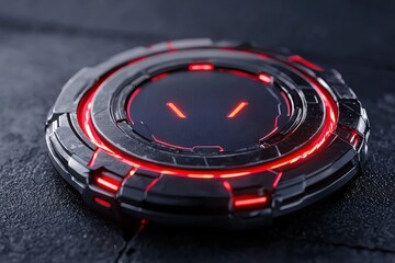 Digital Fingerprint Scanner Interface with Futuristic Design and Red Illuminated Features