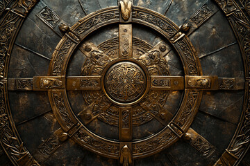Obraz premium Intricate Bronze Shield Design