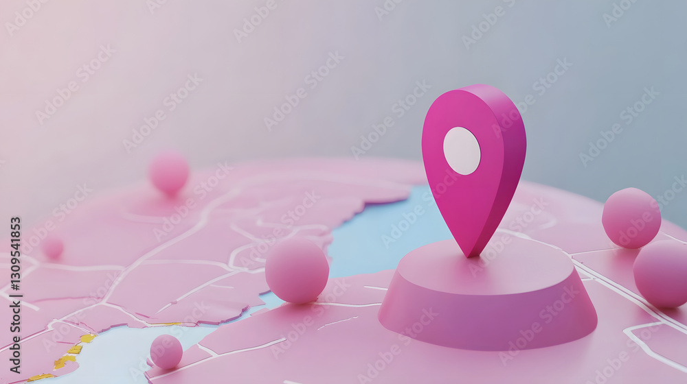 Aufkleber vibrant pink map location marker icon standing out on a digital navigation interface or mobile app w