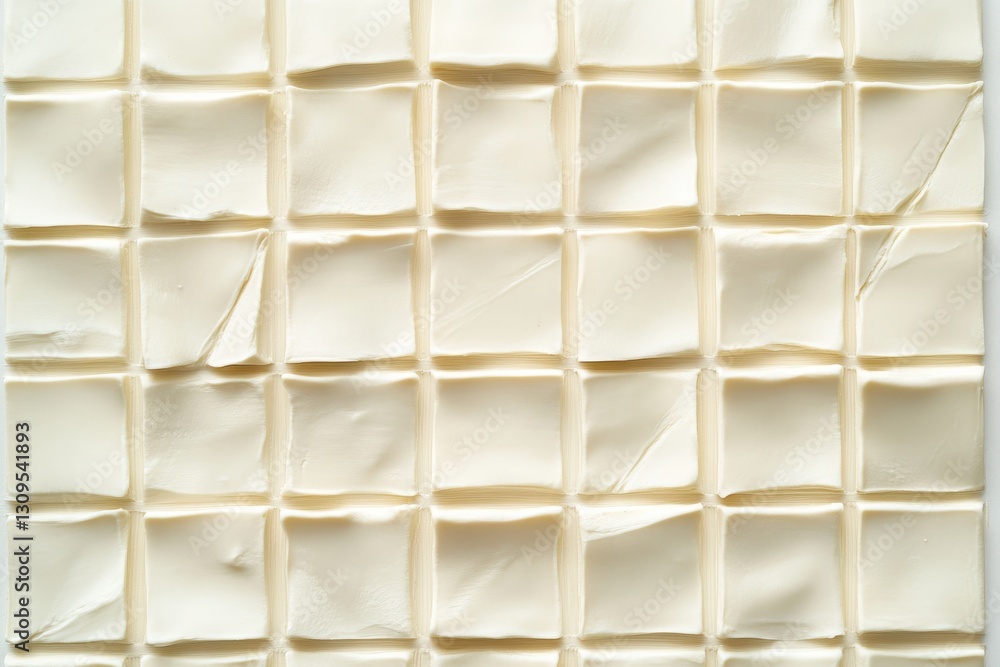 Poster Unique textured surface with a grid pattern made of cream-colored material suitable for various artistic applications