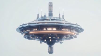 Spaceship station isolated on a white background
