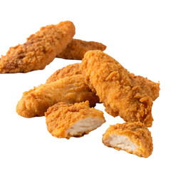Crispy chicken tenders isolated on transparent background