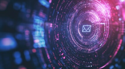 Obraz premium Holographic email notifications hovering over a futuristic device.
