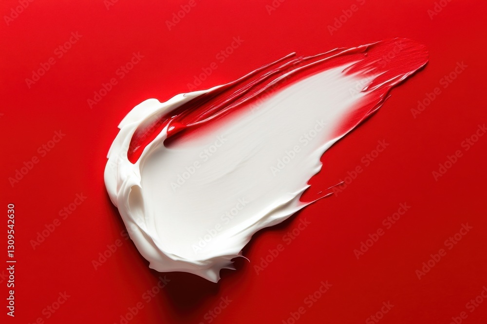 Aufkleber swirls of red and white paint create an artistic expression on a vibrant background surface