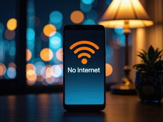 Smartphone showing no internet connection on screen