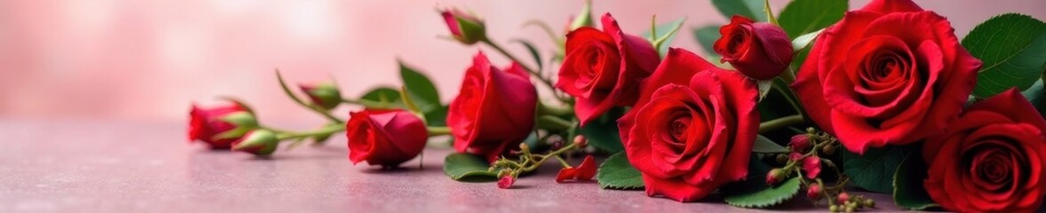 Long, elegant red rose, cascading arrangement, elegant, background, cascade