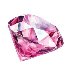 Pink Diamond Watercolor Isolated Cutout Single