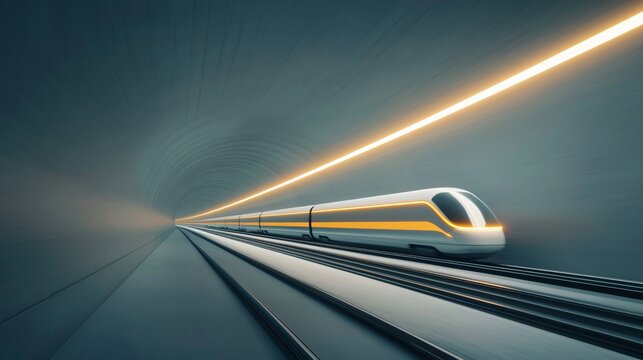 Revolutionizing Transport A Futuristic Hyperloop Train Made of Lightweight Materials in a High-Tech Environment
