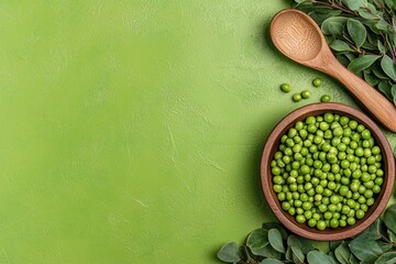 Capture the Essence of Home Cooking A Cozy kitchen scene with freshly shelled green peas and rustic cooking tools, evoking home-cooked wholesomeness Explore the charm of vintage kitchen utensils and